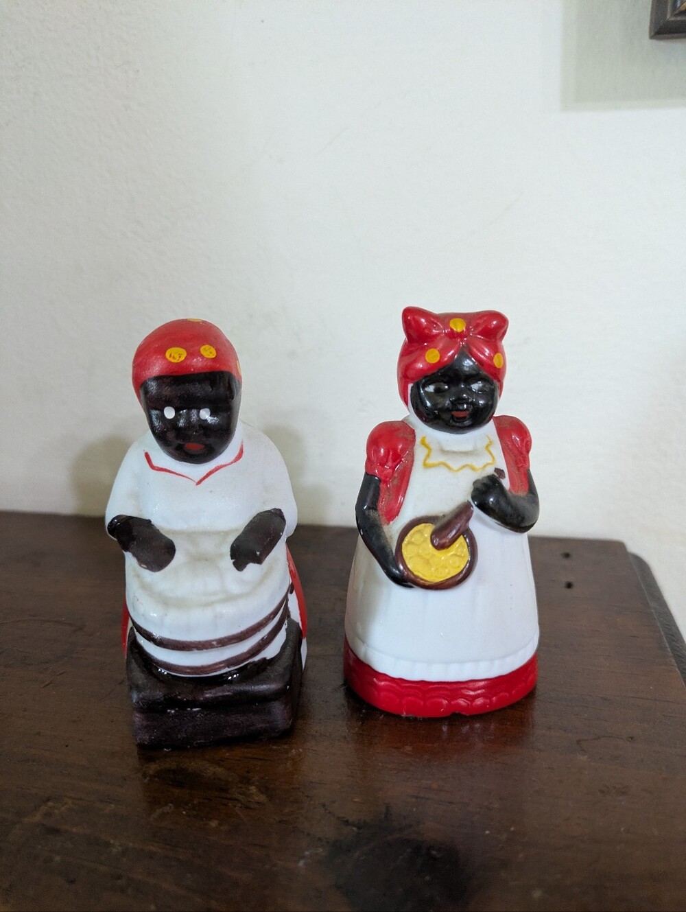 Vintage Aunt Jemima & Uncle Mose F&F Porcelain Bells - Rare Black Americana